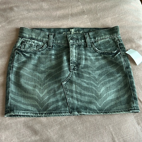 7 for all mankind denim mini skirt zebra black size 26 - Picture 1 of 7